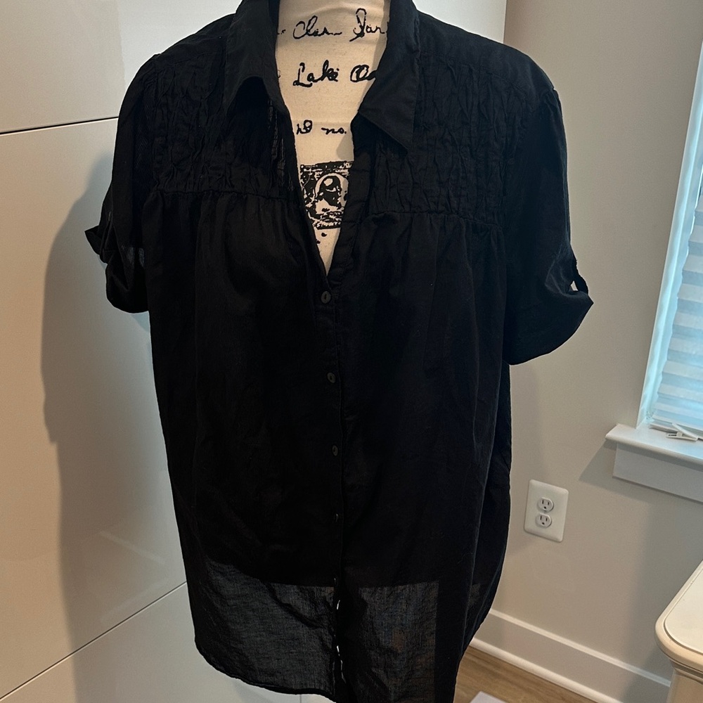 Just My Size Black Button Down Shirt